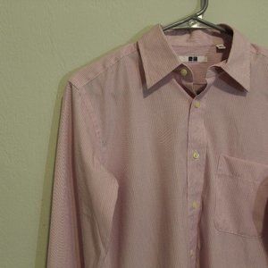 uniqlo / collared shirt / pink vertical stripes